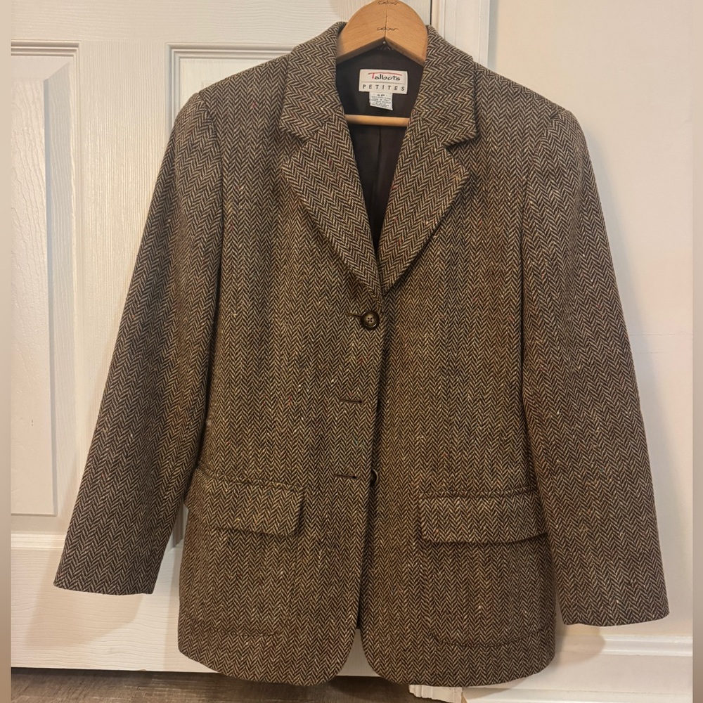 Talbots Women's Brown Herringbone Blazer
